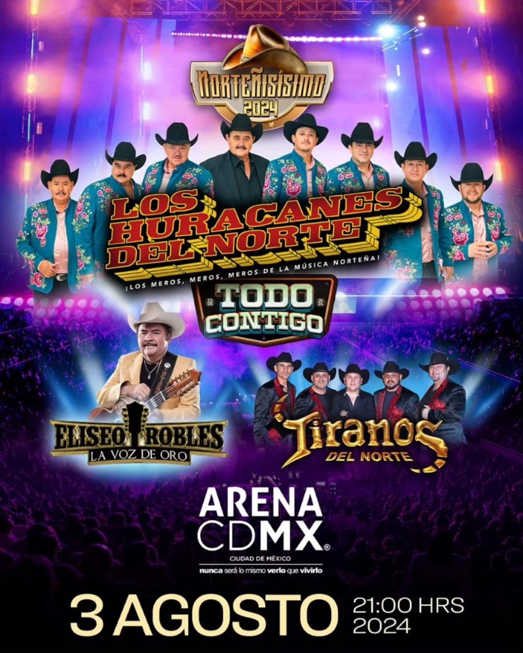 HURACANES DEL NORTE AGOSTO 2024 ARENA CDMX CARTEL